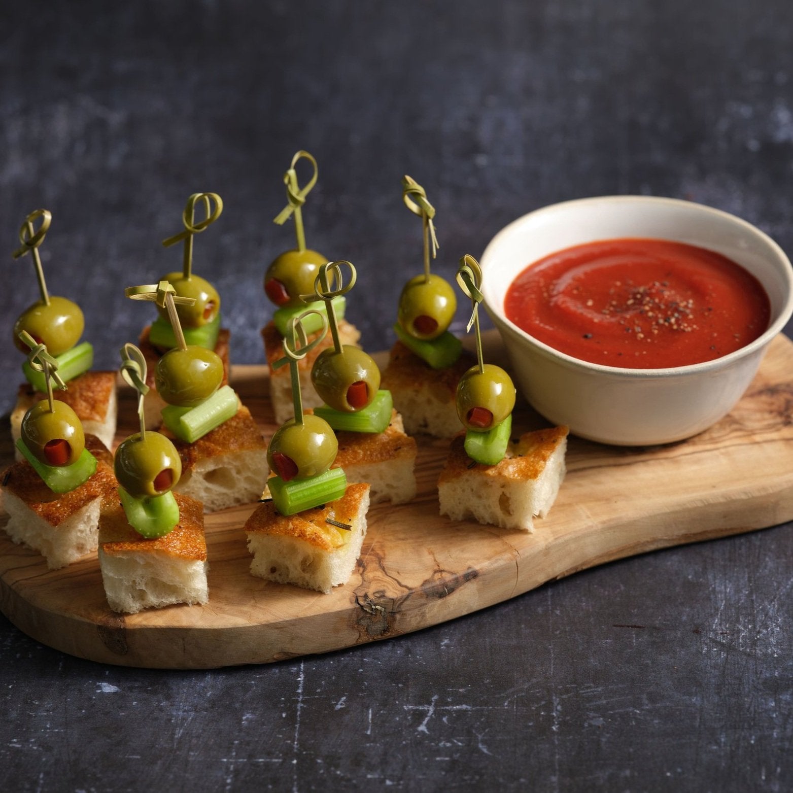 Mary McCartney’s Bloody Mary Dip With Focaccia Skewers