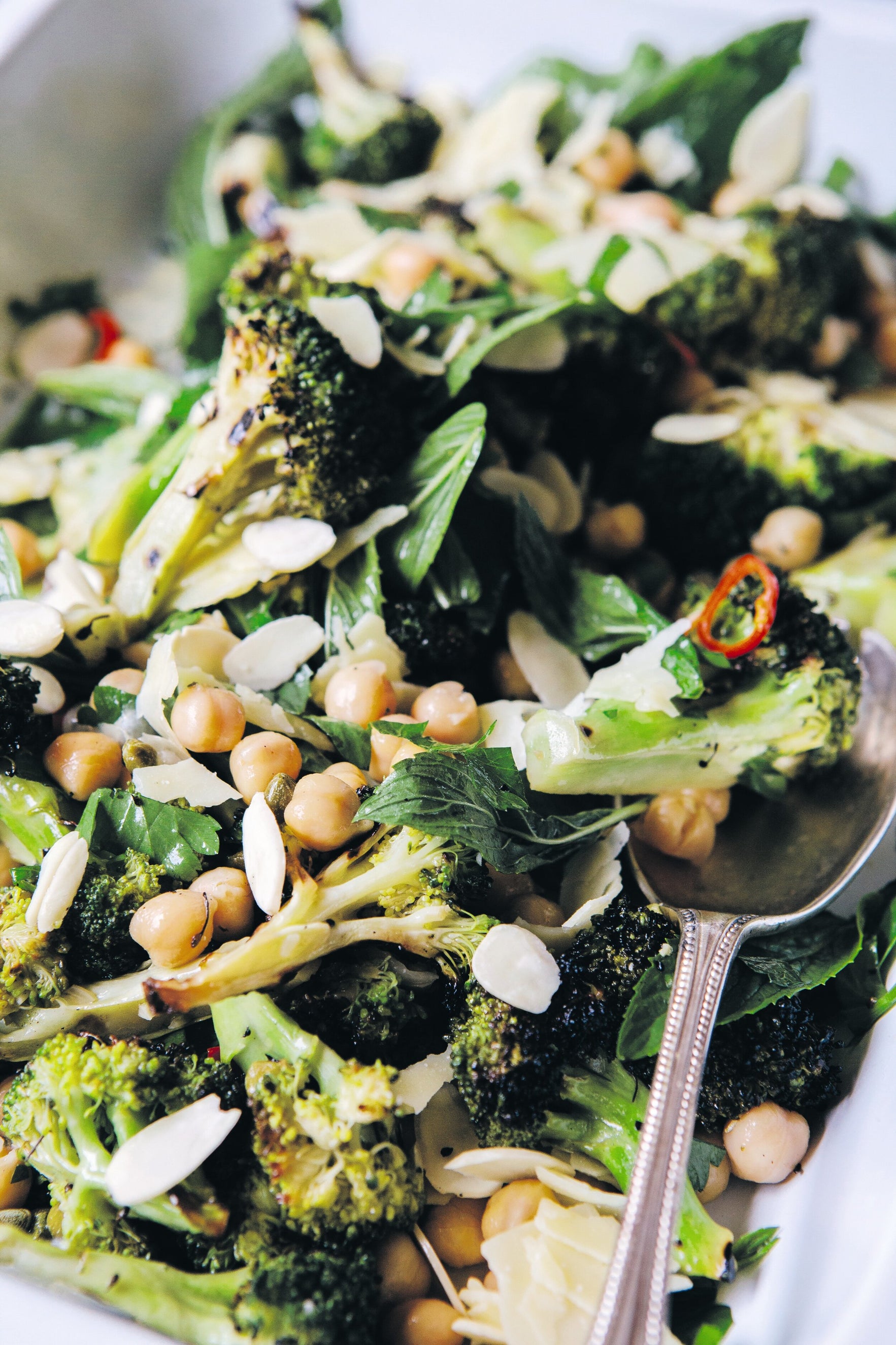 Hetty McKinnon's Chargrilled Broccoli with Chickpeas, Almonds, Lemon, and Chilli, from Community