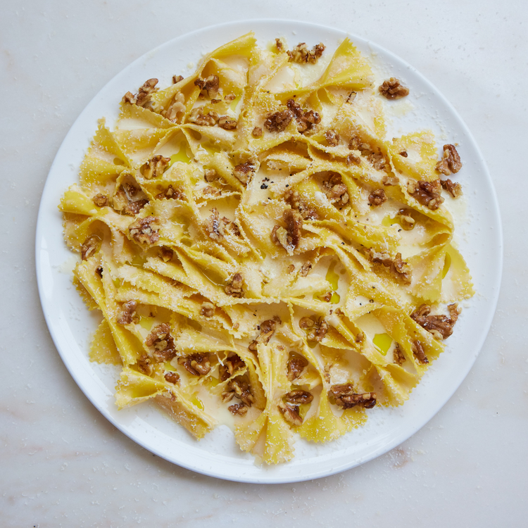 King’s Farfalle With Fonduta, Walnuts & Black Pepper